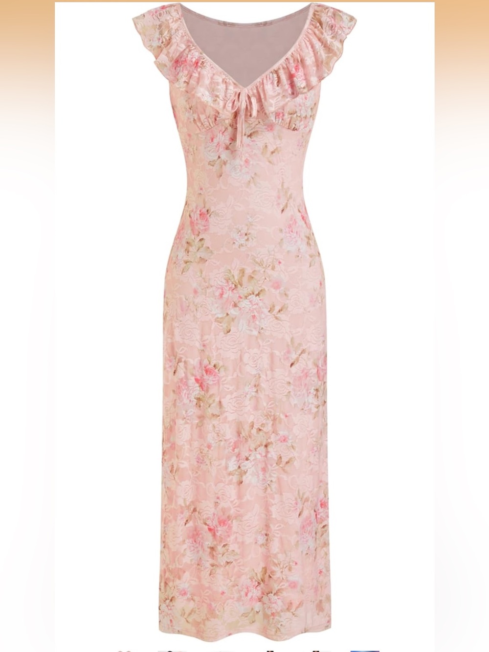 Cider Pink Floral Ruffle-Trim Maxi Dress